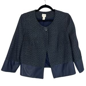 Chico’s Blue and Silver Tweed Cropped Blazer - Size 1 (M)